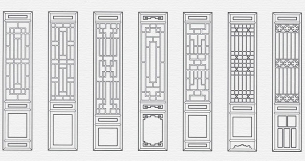 西工常用中式仿古花窗图案隔断设计图